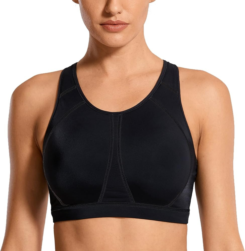 SYROKAN High Neck Plus Size Sports Bras for Women High Support Racerback Full Coverage Padded Wir... | Amazon (US)