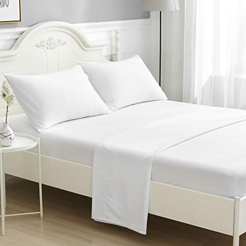 ILAVANDE White Queen Sheets Set 4 Piece,Hotel Luxury Super Soft 1800 Series Microfiber Queen Bed Sheets Set-Wrinkle Free & Breathable-14 Deep Pocket Sheets for Queen Size Bed(Queen,White) | Amazon (US)