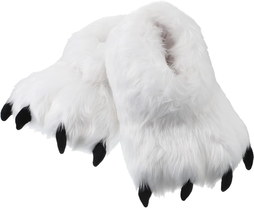 Winter Animal Paw Shoes Funny Fluffy Bear Slippers Plush Bear Shape Claw Non Slip Slippers Unisex... | Amazon (US)