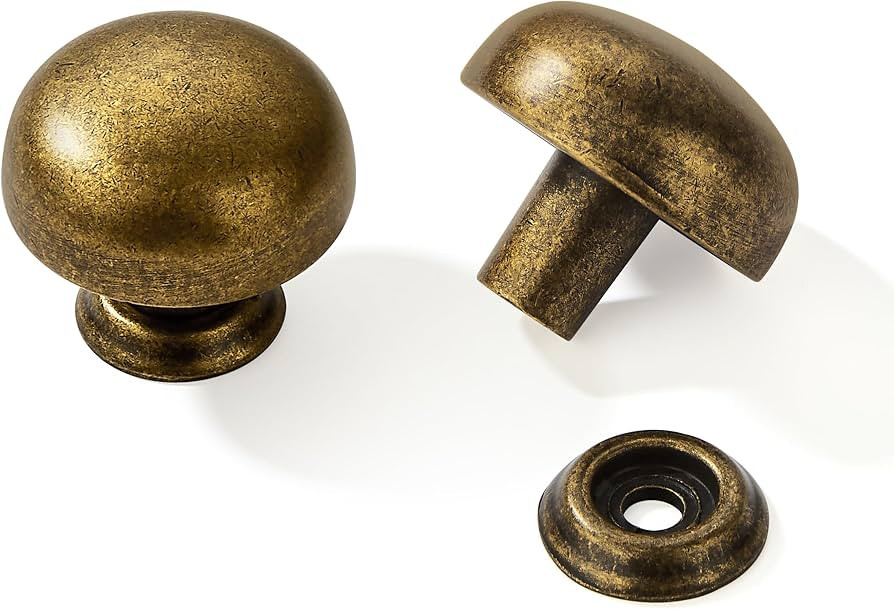 khtumeware 10 Pack Antique Brass Cabinet Knobs 1-1/4 Inch Cabinet Knobs Kitchen Hardware Vintage ... | Amazon (US)