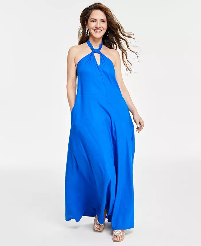 I.N.C. International Concepts Women's Linen Halter-Neck Maxi Dress, Created for Macy's - Macy's | Macy's