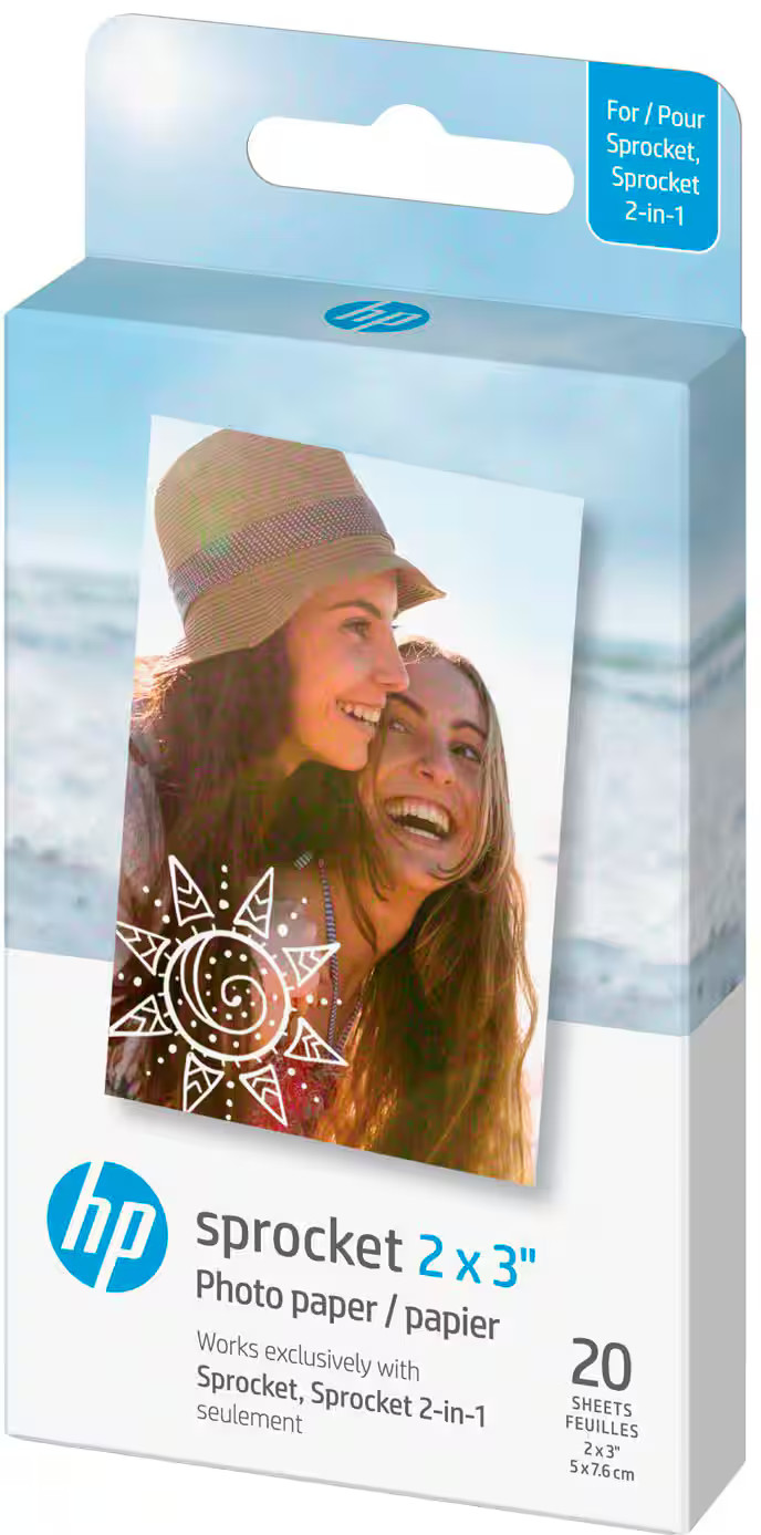 HP Sprocket  2" x 3" Premium Sticky-Backed Zink Photo Paper 20 Pack HPIZ2X320 - Best Buy | Best Buy U.S.