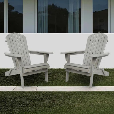 Wood Lounge Patio Chair For Garden Outdoor Wooden Folding Embossed Adirondack Chair Set Of 2 Solid Cedar Wood Lounge Patio Chair With Wood Grain | Wayfair North America