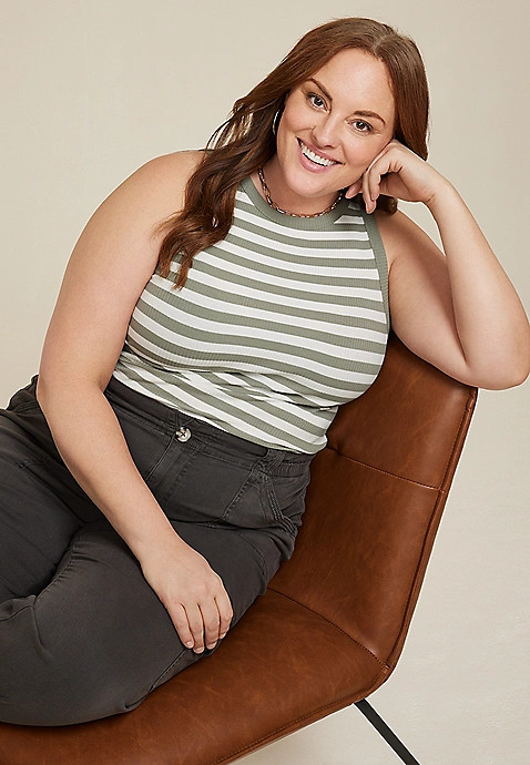 Plus Size 24/7 Highline Striped Tank Top | Maurices