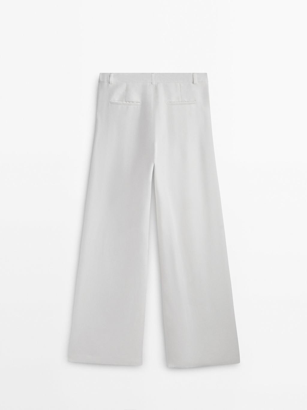 Wide-leg trousers with darts - Studio | Massimo Dutti UK