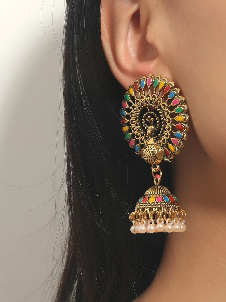 EMERY ROSE Faux Pearl Decor Jhumka Earrings | SHEIN