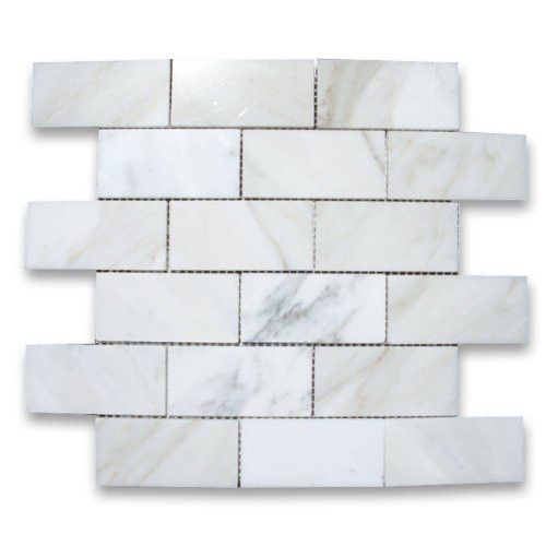 Calacatta Gold Italian Calcutta Marble Subway Brick Mosaic Tile 2 x 4 Polished | Amazon (US)
