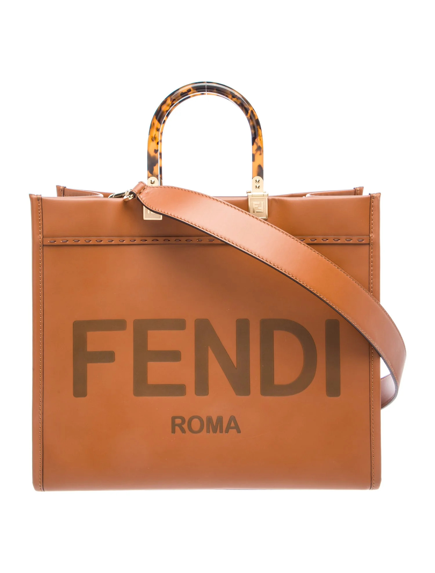 Fendi Leather Sunshine Medium - Brown Totes, Handbags - FEN421522 | The RealReal | The RealReal