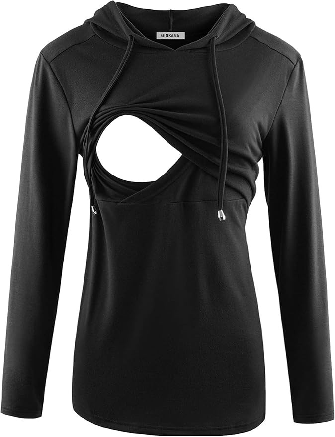 GINKANA Women's Nursing Hoodie Sweatshirt Long Sleeves Breastfeeding Maternity Tops Casual Clothe... | Amazon (US)