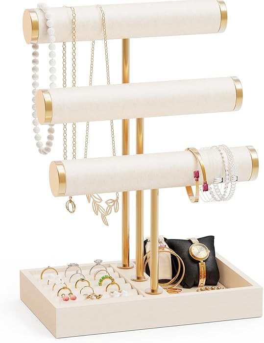 Abiglifty 3 Tier Necklace Holder Display, Jewelry Organizer, Jewelry Stand, Bracelet Display, Nec... | Amazon (US)