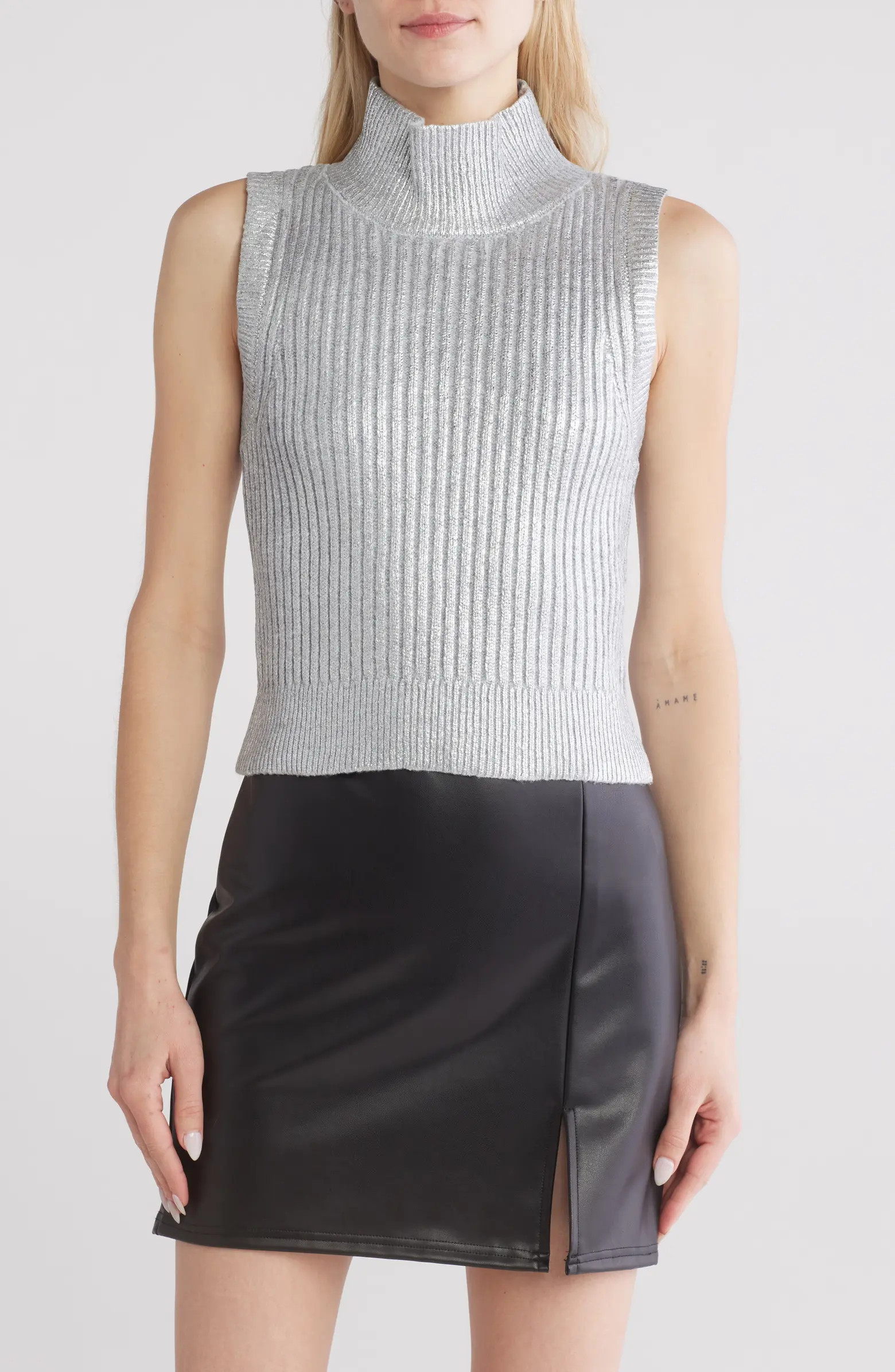 Vigoss Metallic Mock Neck Sweater Vest | Nordstromrack | Nordstrom Rack