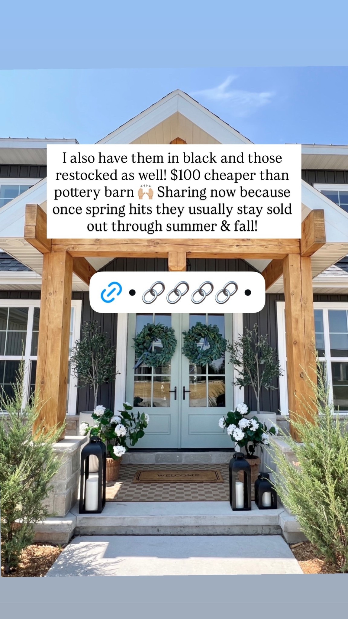 I also have them in black and those restocked as well! $100 cheaper than pottery barn 🙌🏼 Sharing now because once spring hits they usually stay sold out through summer & fall!