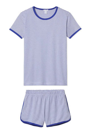 Pima Retro Shorts Set in Lapis | Lake Pajamas