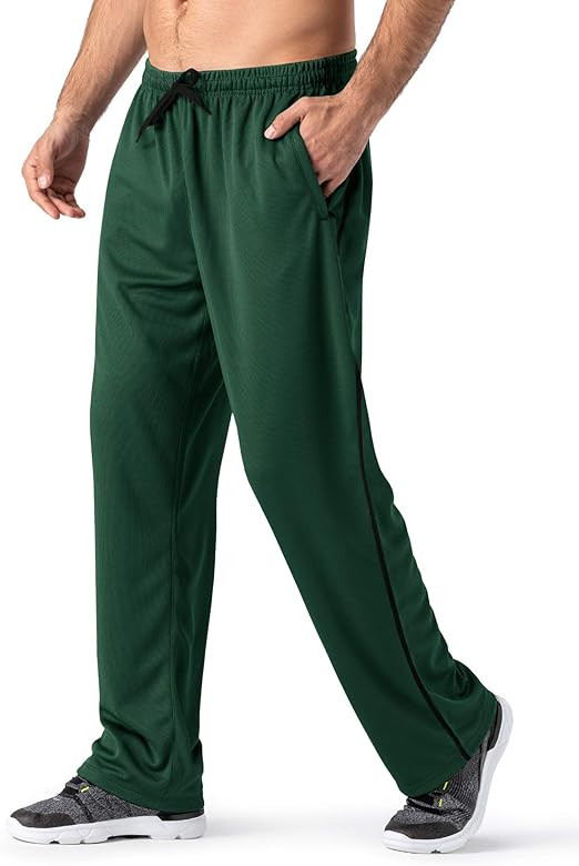 MAGNIVIT Men's Lightweight Sweatpants Loose Fit Open Bottom Mesh Athletic Pants with Zipper Pockets | Amazon (US)