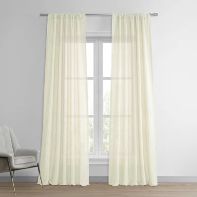 Signature Light Filtering Semi-Sheer Curtains for Bedroom French Linen Curtains for Large Window Single Panel | Wayfair North America
