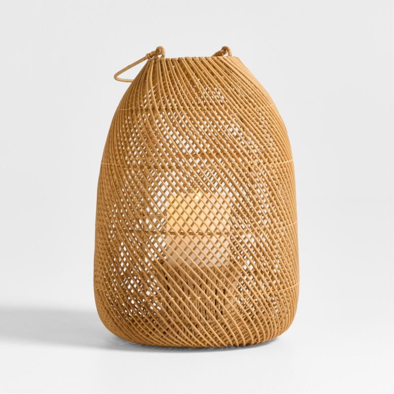 Rota Natural Woven Lantern 17" | Crate & Barrel | Crate & Barrel