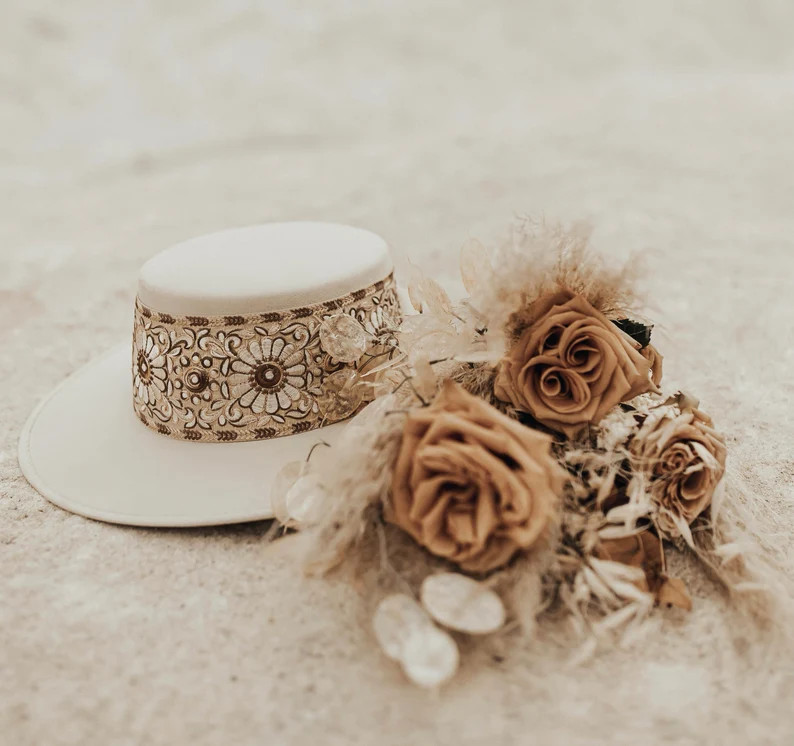 Boater hat "Sofia" in ivory | Etsy (US)