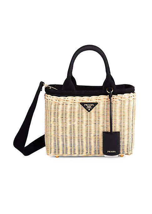 Prada Women's Small Basket Tote - Black Natural | Saks Fifth Avenue