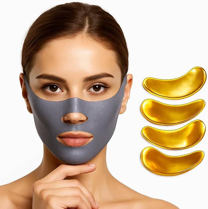 V Line Lifting Mask with 7-Pair Under Eye Patches for Puffy Eyes and Dark Circles – Spandex Fac... | Amazon (US)