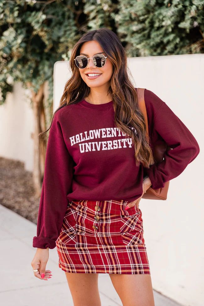 Halloweentown University Graphic Maroon Sweatshirt | The Pink Lily Boutique