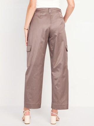 Extra-High Waisted Satin Cargo Barrel Wide-Leg Pants | Old Navy (US)