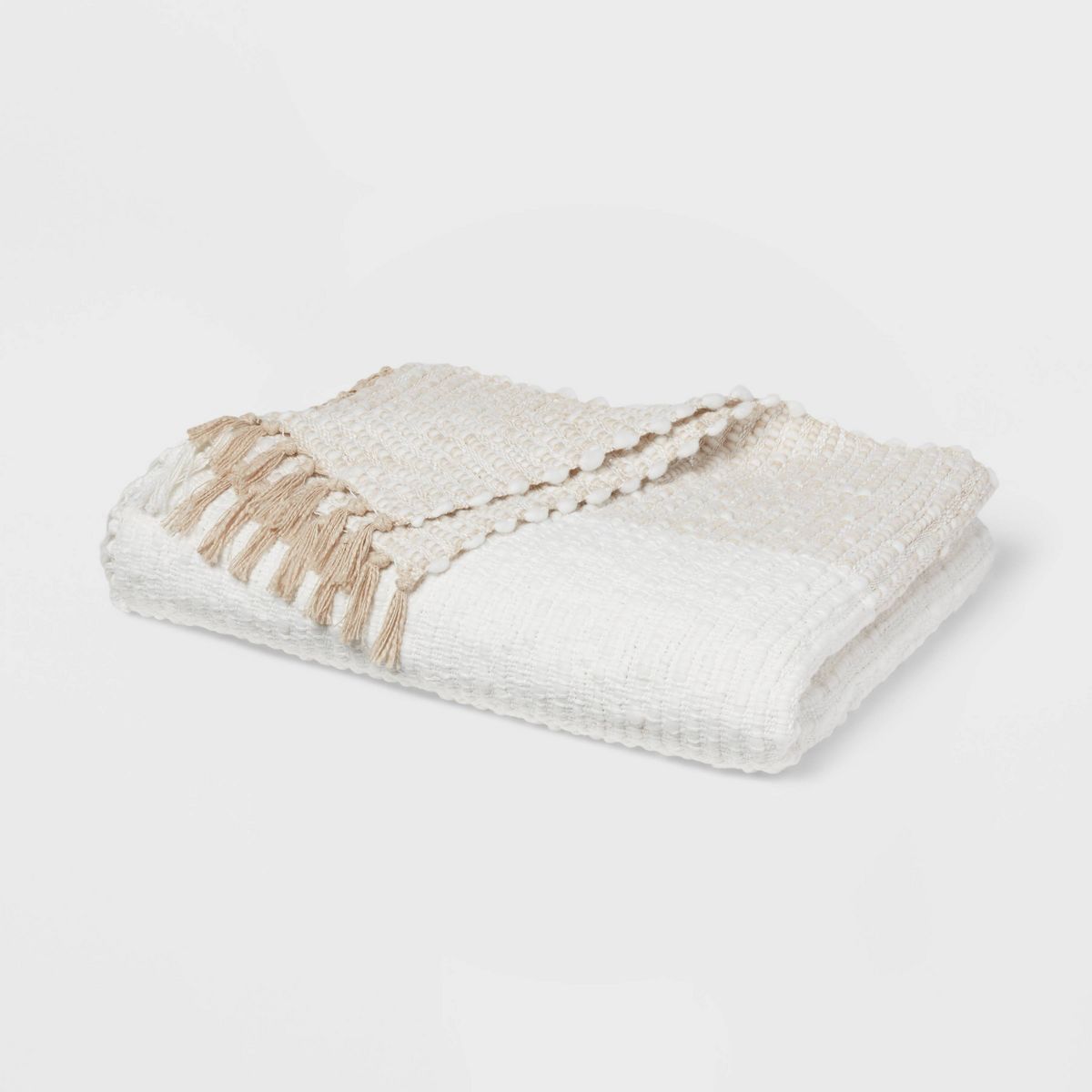 Chunky Woven Color Block Bed Throw White/Natural - Threshold™ | Target