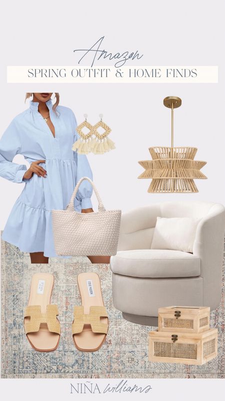 Amazon Spring outfit and home decor finds! Wedding guest dress - graduation dress - spring sandals - rattan chandelier - white swivel chair

#LTKstyletip #LTKwedding #LTKfindsunder100