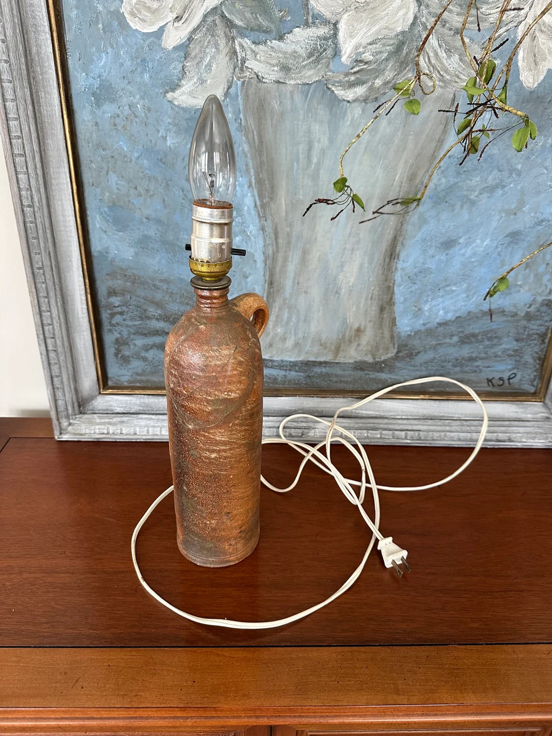 Antique Early American German Seltzers Nassau Saltglazed stoneware jug lamp | Etsy (US)