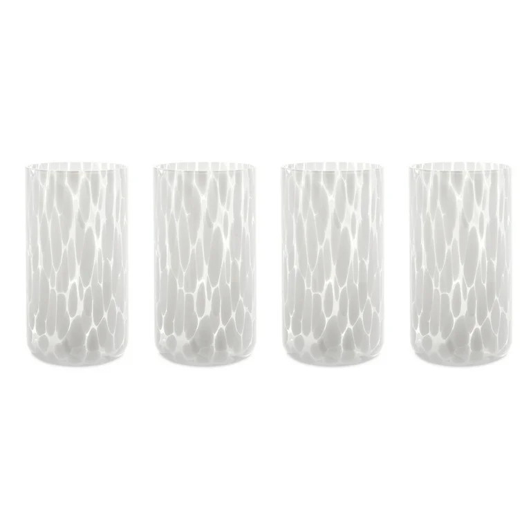 Thyme & Table 20 fl oz White Tortoise Drinking Glasses, Set of 4 | Walmart (US)