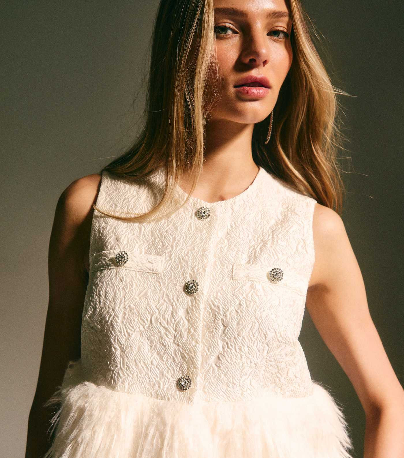 Cream Faux Fur Hem Sleeveless Waistcoat Top | New Look | New Look (UK)