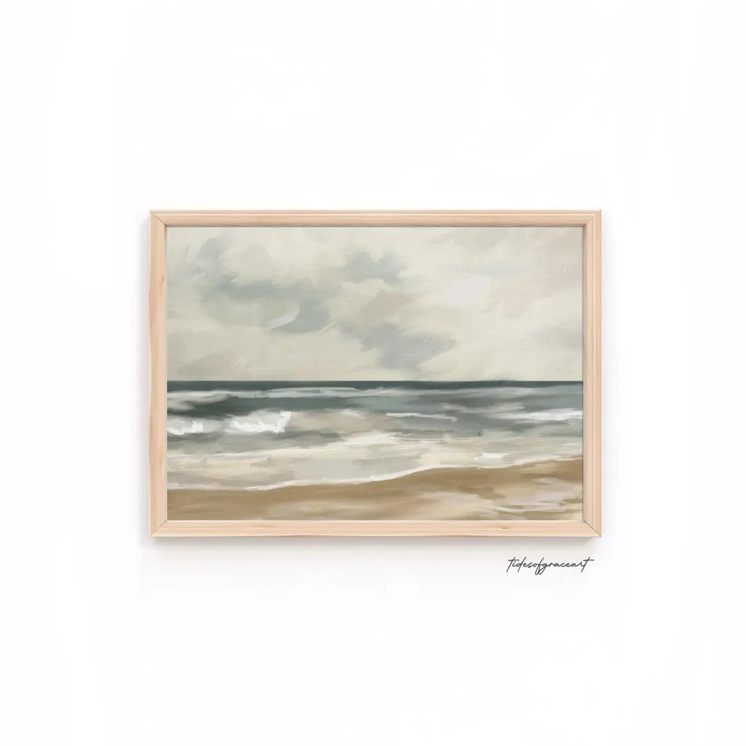 Modern Coastal Art, Large Seascape Print, Neutral Beach Painting, Museum Grade Paper, Abstract Oc... | Etsy (US)