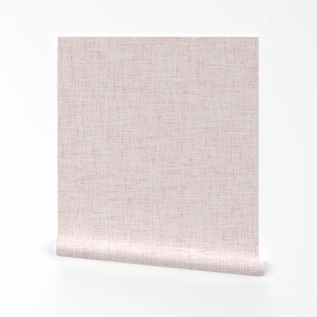 Pink Linen Look Wallpaper Light Pink Linen by Ivieclothco Faux Linen Blush Pink Removable Self Ad... | Etsy (US)