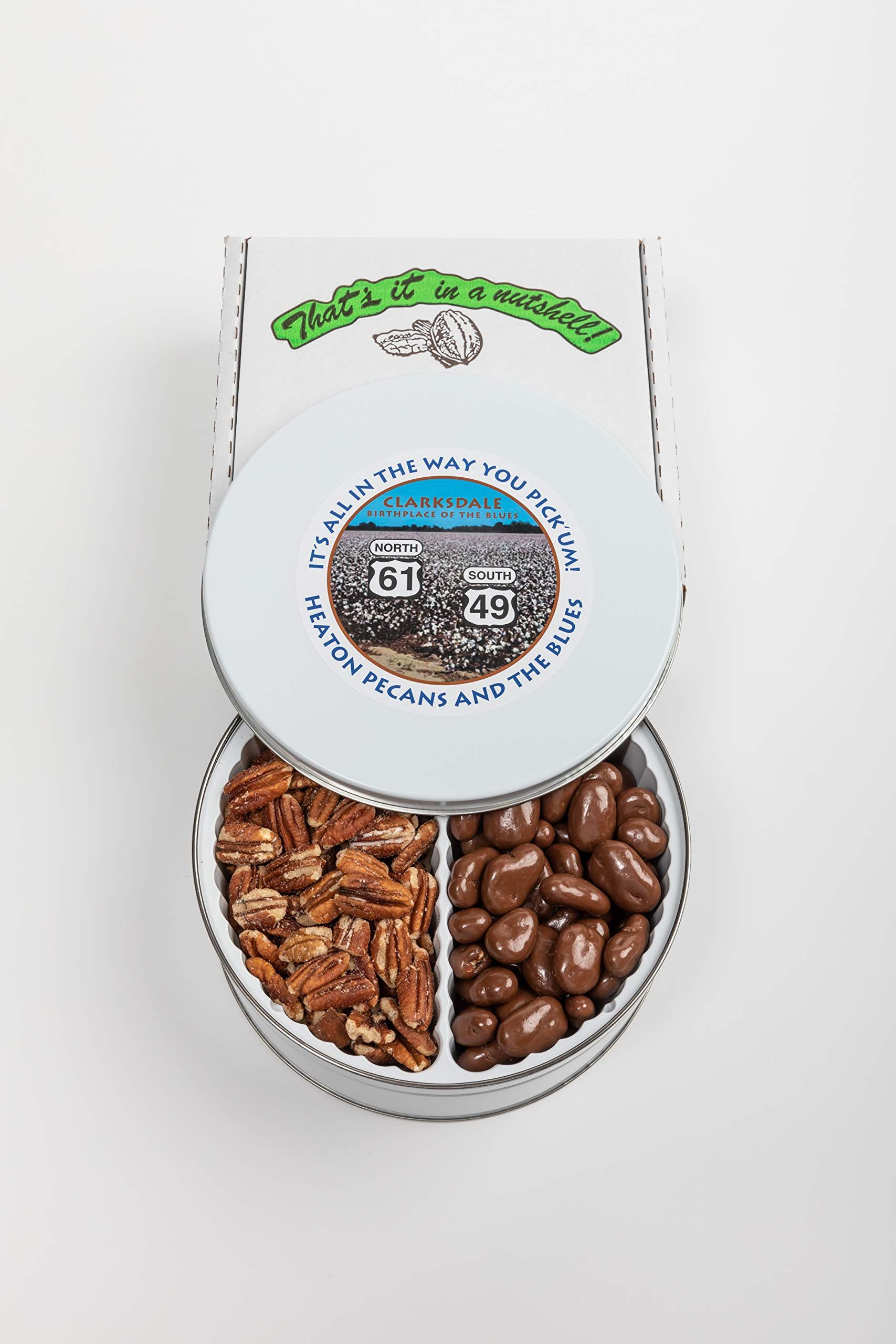 Heaton Pecans Two-Way Gift Tin - Oven Roasted/Salted Pecans and Chocolate Covered Pecans (3 lbs) | Amazon (US)