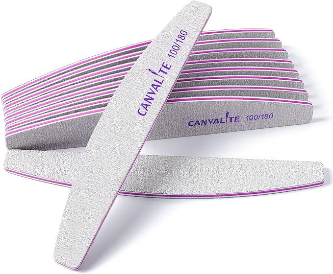 Canvalite 10 PCS Nail File Professional Nail Files Reusable Double Sided Emery Board(100/180 Grit... | Amazon (US)