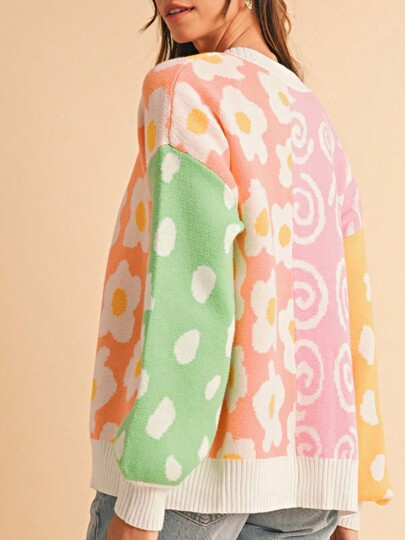 Eloges Boho Retro Vintage 60's  Drop Shoulder Viscose Bubble Puff  Sleeve  Floral Floral  Swirl P... | SHEIN