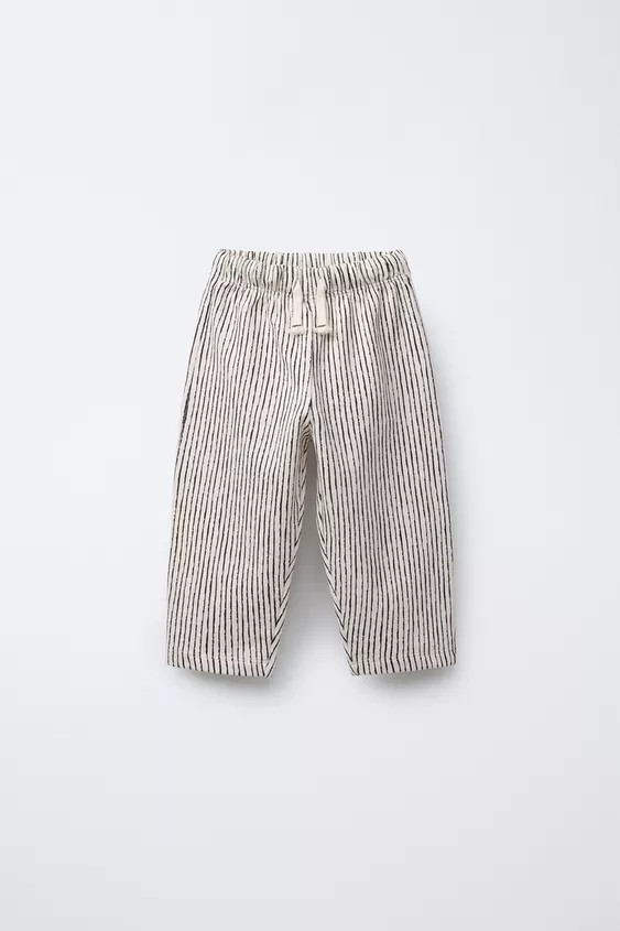 STRIPED FLEECE STRAIGHT-LEG PANTS | Zara US