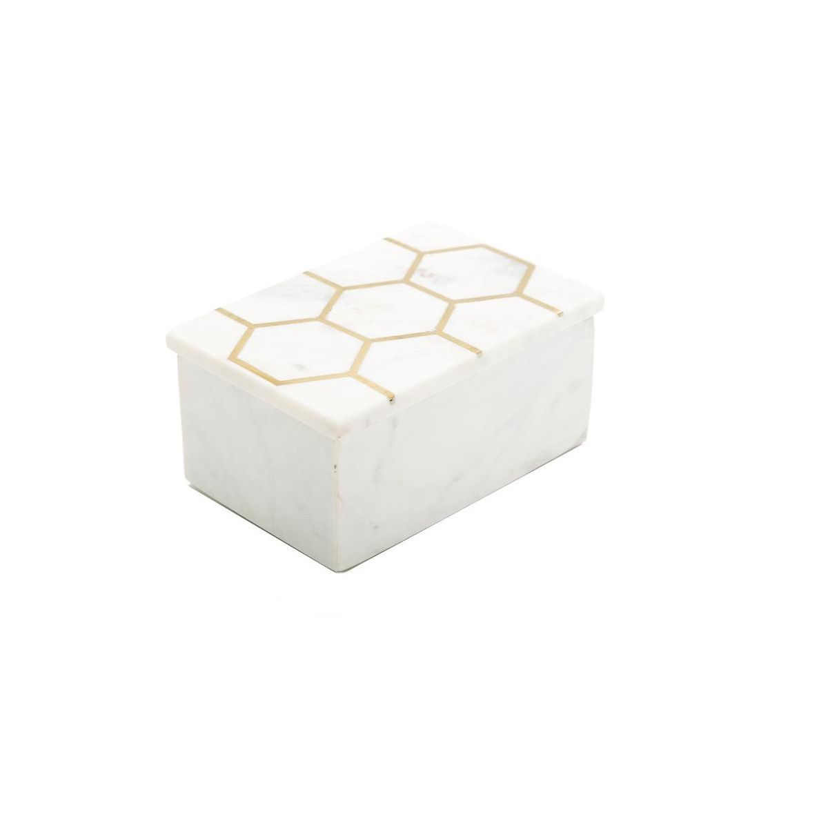 Classic Touch White Marble Decorative Box W/ Gold Hexagon Design On cover | Target