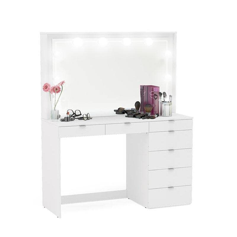 Penteadeira Ditália 7 Gavetas Branco c/Kit Luz Camarim | Amazon (BR)