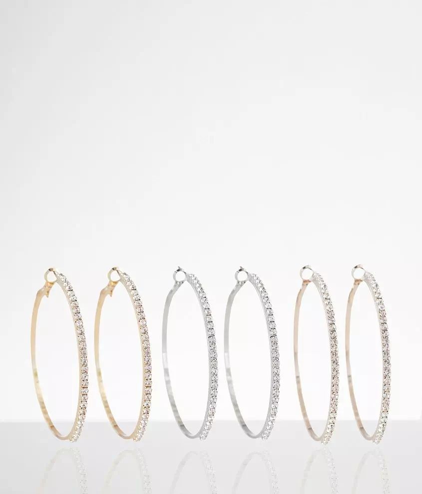 Rhinestone Trio Hoop Earring Set | Buckle