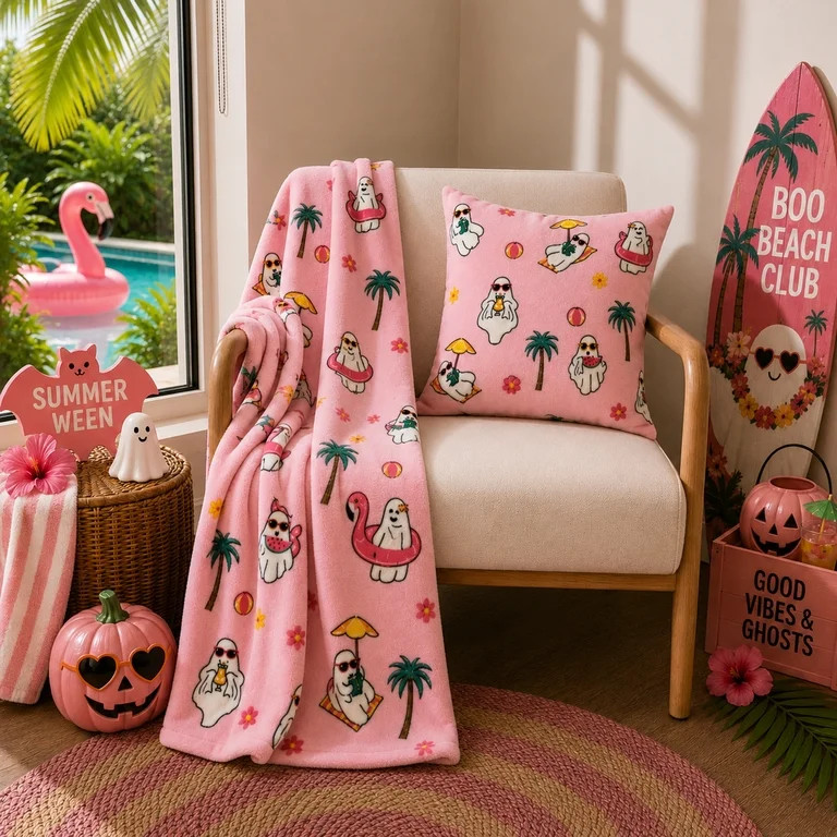 Summerween Oversize Super Soft Plush Throw Blankets, Summer Patio Pool Halloween Throws, VACATION... | Walmart (US)