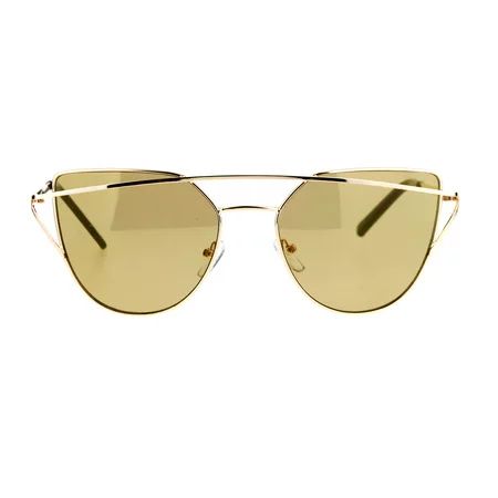 SA106 Mirror Unique Color Double Wire Brow Cat Eye Sunglasses Gold | Walmart (US)