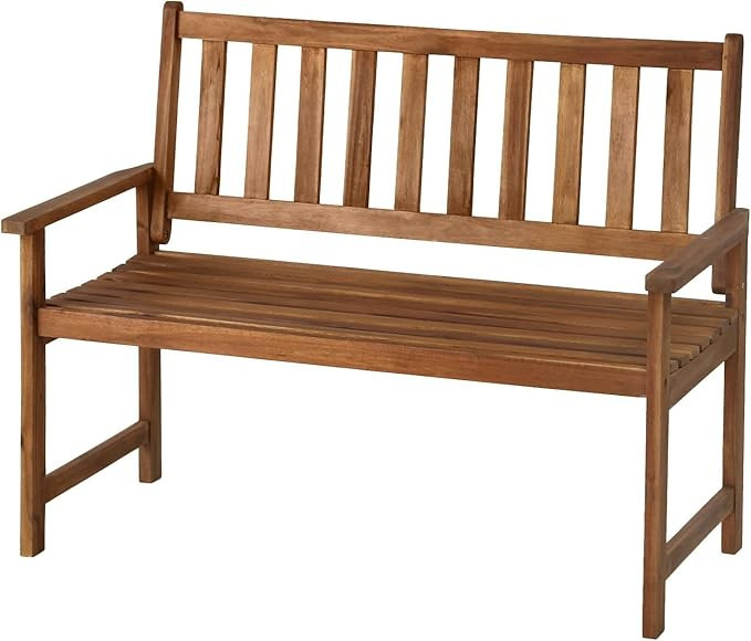 PayLessHere Patio Bench Natural Wooden with Armrests Sturdy Acacia Wood Front Porch Chair Concise... | Amazon (US)