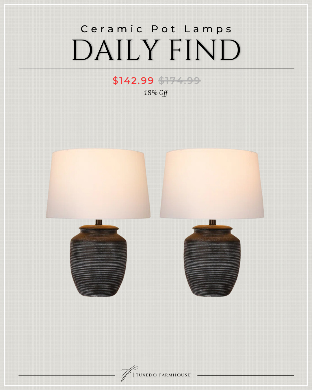 Farmhouse Ceramic Table Lamp: This Ceramic living room lamps boasts exquisite fine Black Vintage Ceramic Pot and linen lampshade , infusing an artistic atmosphere into your room. The Ceramic Pot table lamp doubles as both a warm night lamp and a stylish ornament, can easily fit into most decorative styles such as modern, classic, country, vintage, farmhouse, Northern Europe, boho and more. 

 #LTKSeasonal #LTKHome #LTKSaleAlert