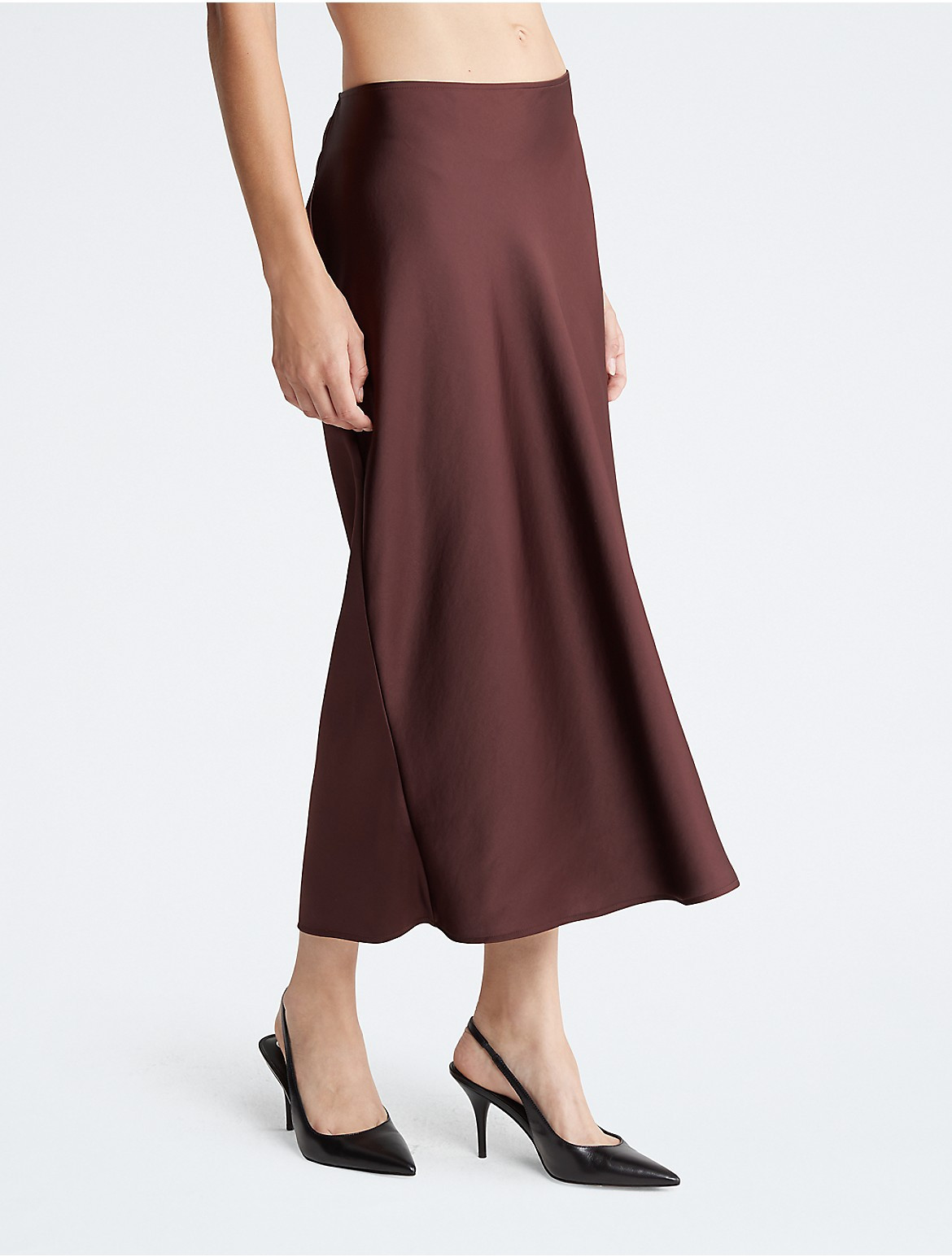 Calvin Klein Women's Satin Midi Skirt - Brown - 30 | Calvin Klein (US)