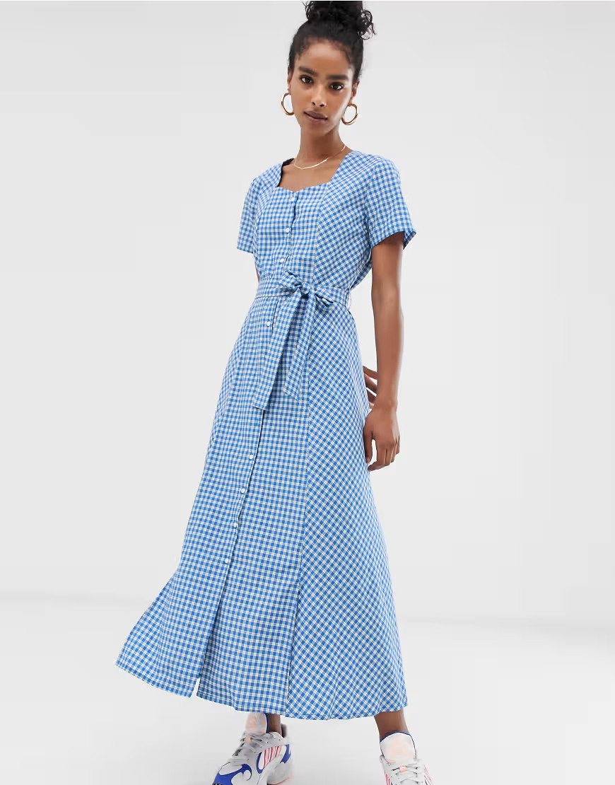 Resume Noma gingham midi dress-Blue | ASOS (Global)