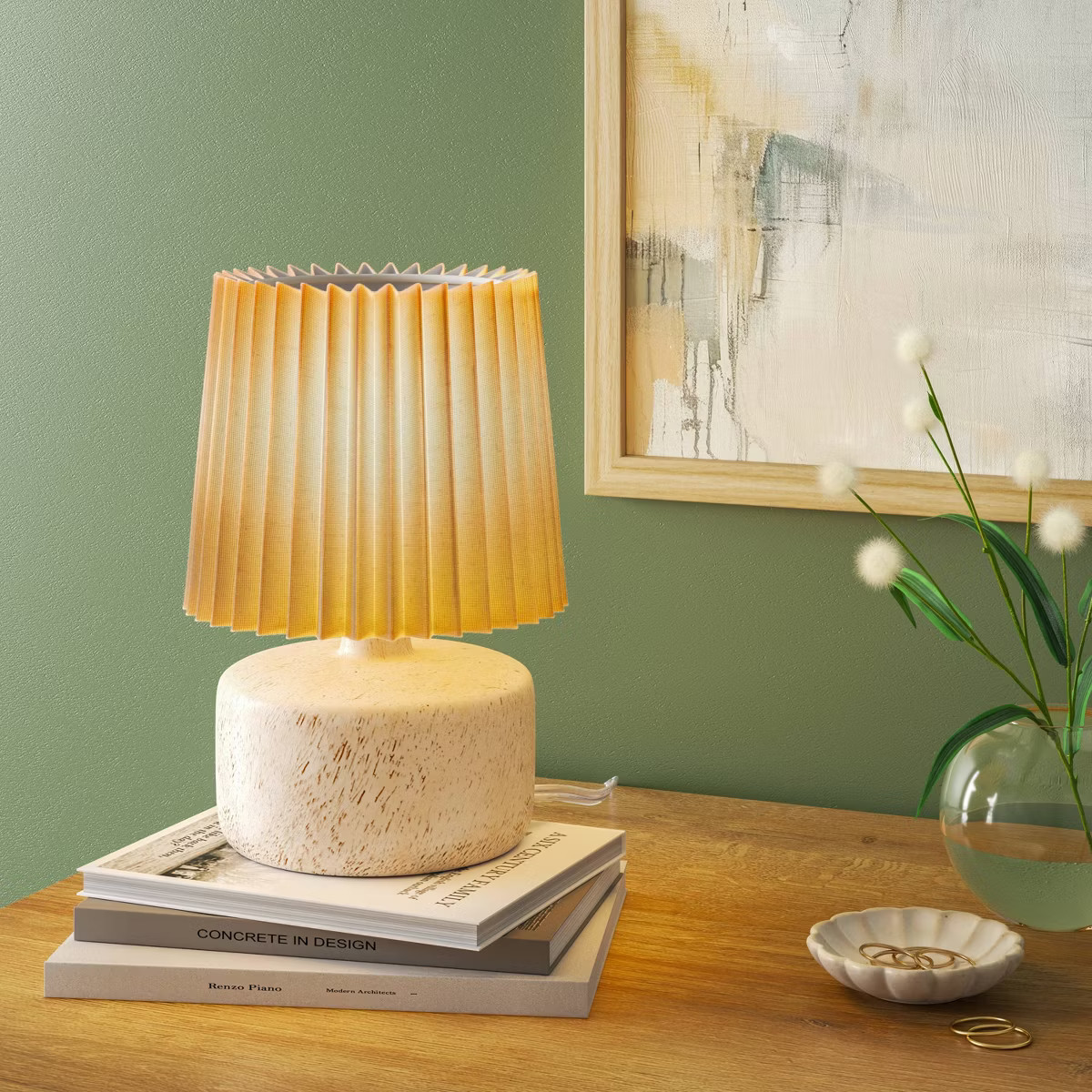 Mini Faux Wood Accent Table Lamp with Pleated Shade - Room Essentials™ | Target