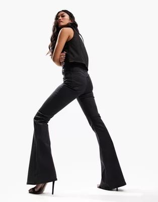 ASOS DESIGN power stretch 'enhancer' flared jeans in black | ASOS (Global)