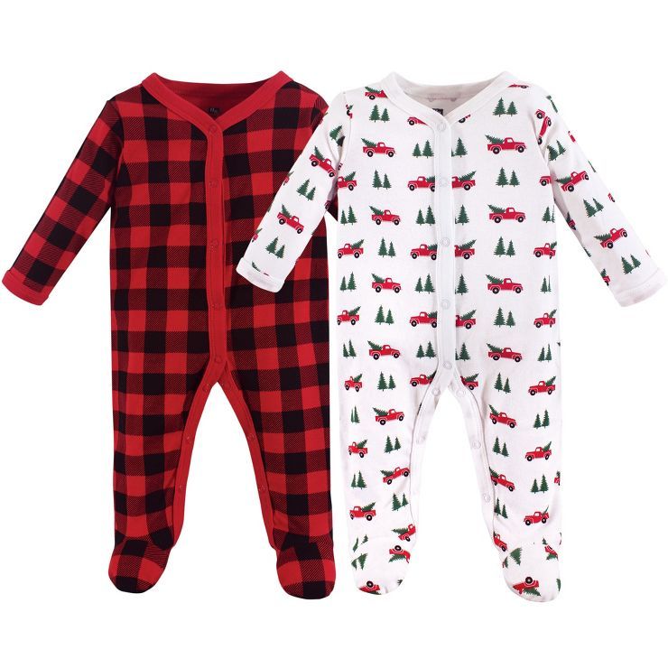 Hudson Baby Baby Cotton Snap Sleep and Play 2pk, Christmas Tree | Target