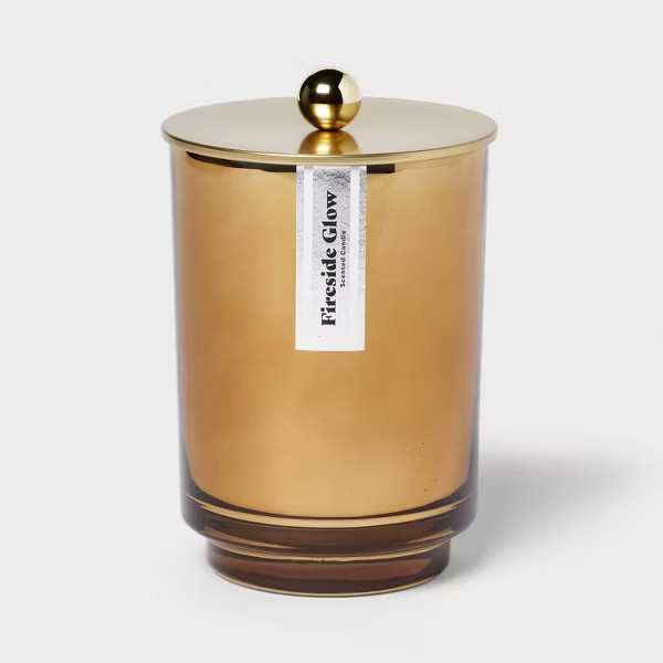 2 Wick Lidded Glass Candle Fireside Glow 18oz Gold - Threshold™ | Target