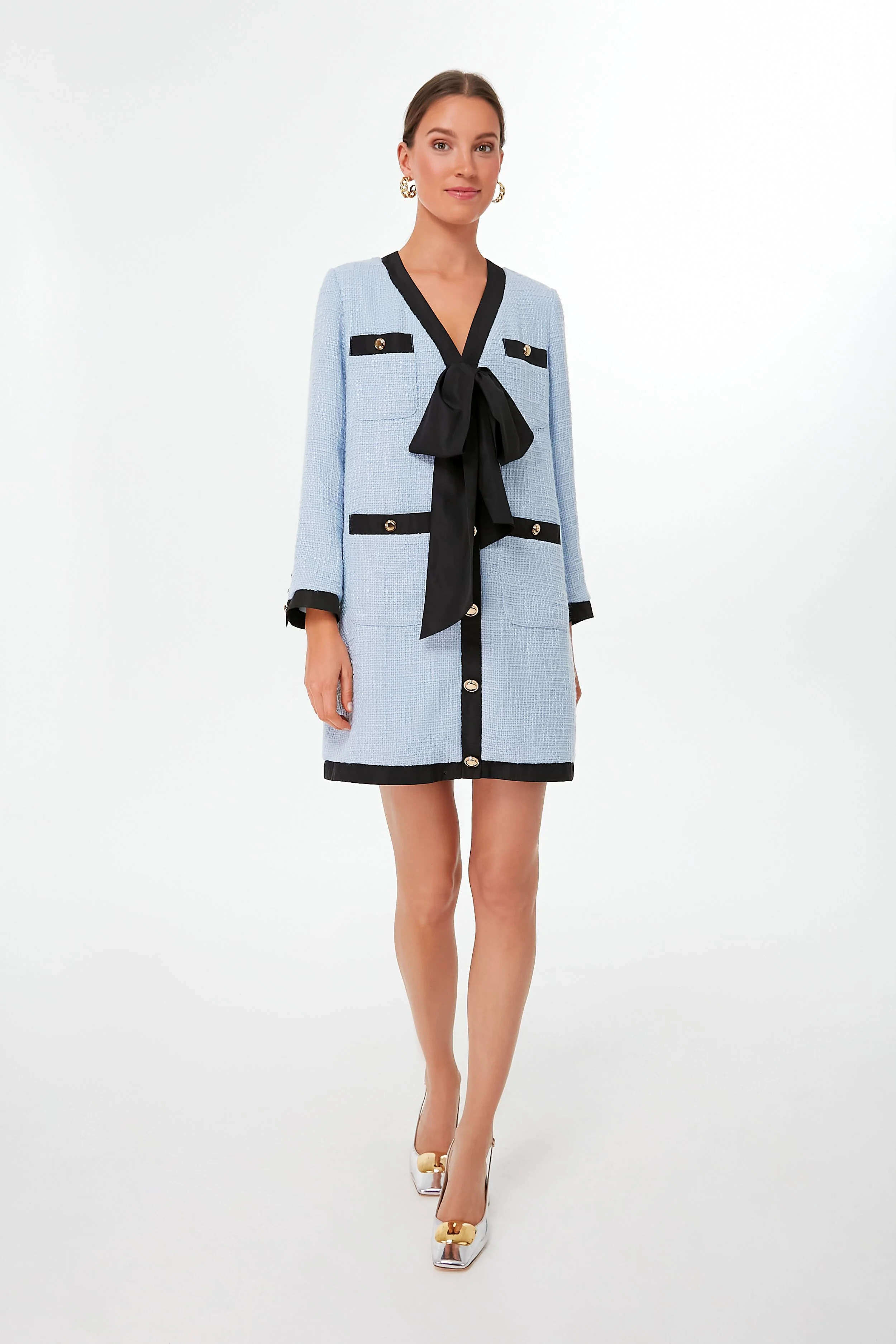 Light Blue Coco Tweed Bow Dress | Tuckernuck (US)
